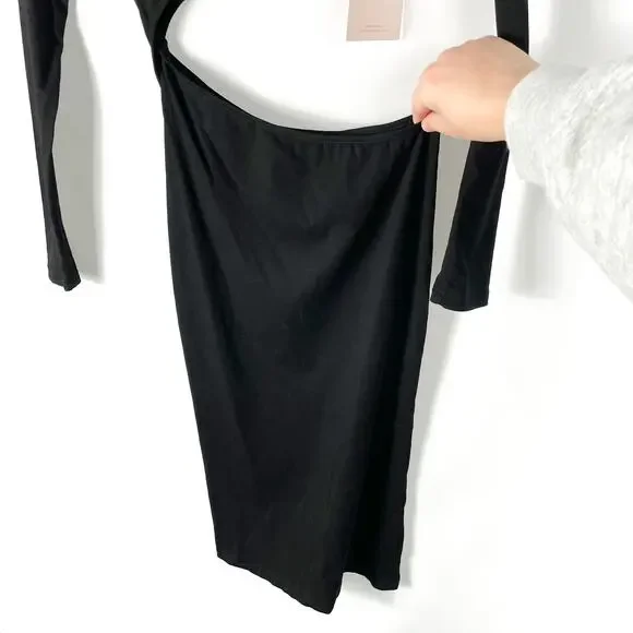 Superdown Lola Cut Out Dress Black Jersey Long Sleeve Square Neck‎ Sz XS - Picture 5 of 9